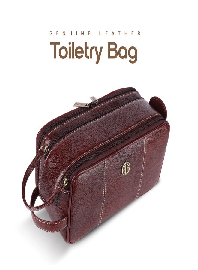 Hammonds Flycatcher Genuine Leather Travel Organizer Pouch - Toiletry Bag for Men and Women Cosmetic Organizer Bag, Shaving Kit Bag, Toiletry Pouch for Men with Multiple Pockets - Brown - Image 2